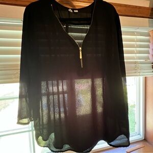 Tacera Elegant Sheer Black Top